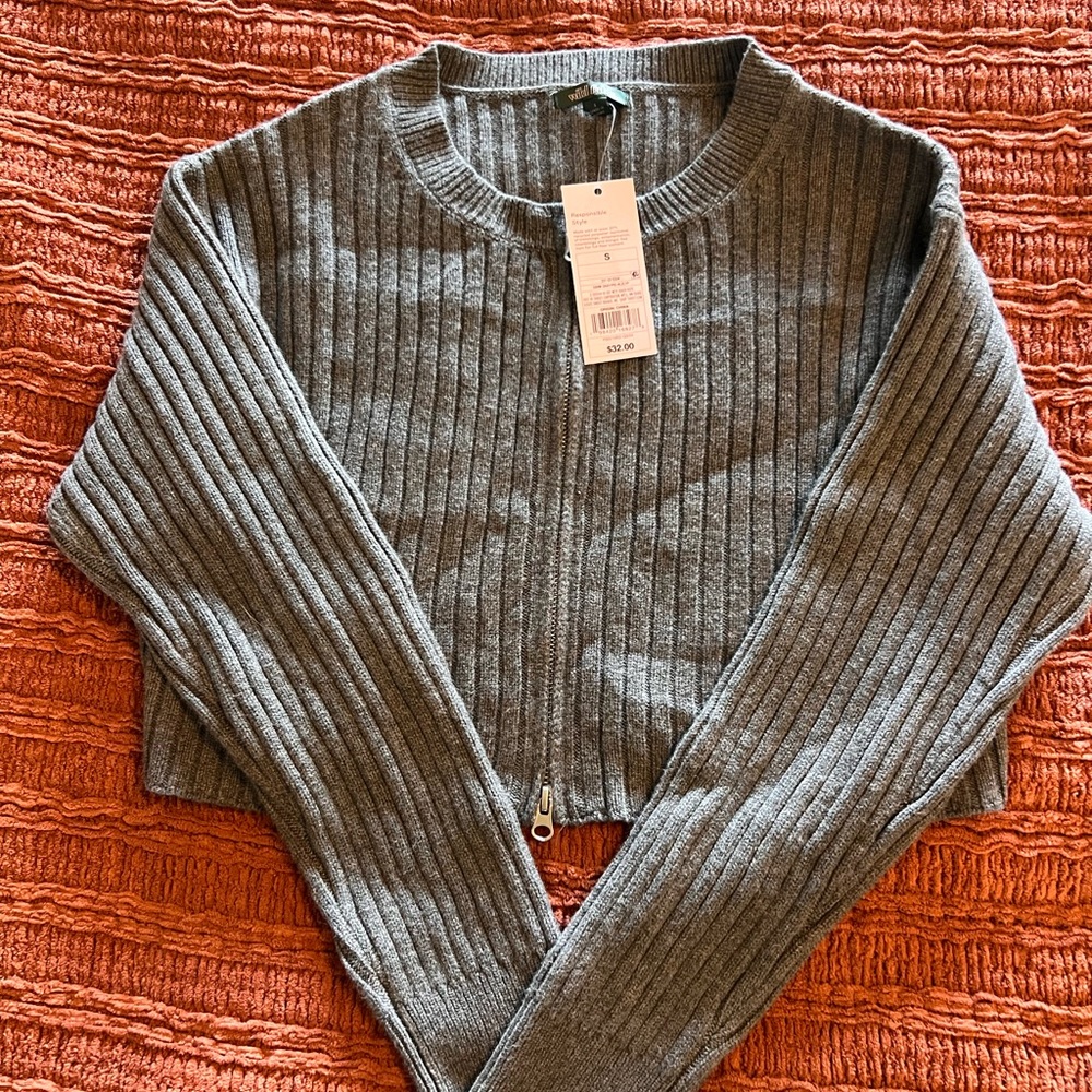Wild Fable Gray Ribbed Crew Neck Sweater